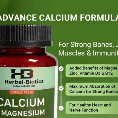 Herbal-Biotics Calcium Magnesium Zinc+ with Vitamin D3, K2 & B12 – 1500mg Bone, Joint & Immune