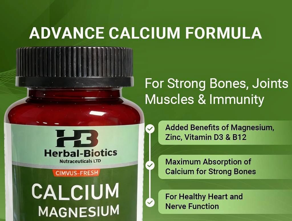 Herbal-Biotics Calcium Magnesium Zinc+ with Vitamin D3, K2 & B12 – 1500mg Bone, Joint & Immune