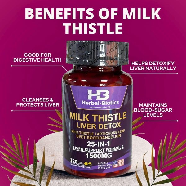 Herbal-Biotics Milk Thistle Liver Detox 1500mg – 25-in-1 Liver Support Formula with Artichoke