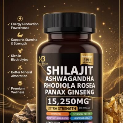 Herbal-Biotics Shilajit Complex 15,250mg – Ashwagandha, Rhodiola & Panax Ginseng (120 Veg Capsules)