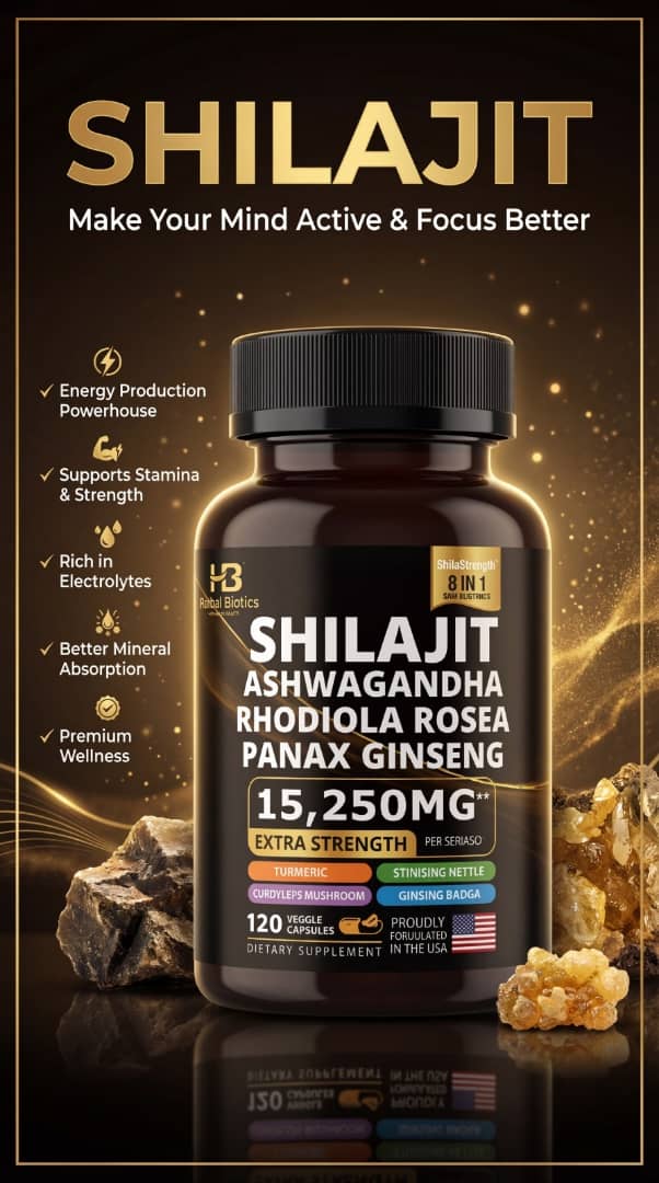 Herbal-Biotics Shilajit Complex 15,250mg – Ashwagandha, Rhodiola & Panax Ginseng (120 Veg Capsules)