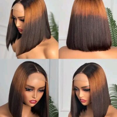 Ombre Blunt Bob Wig with Natural Lace