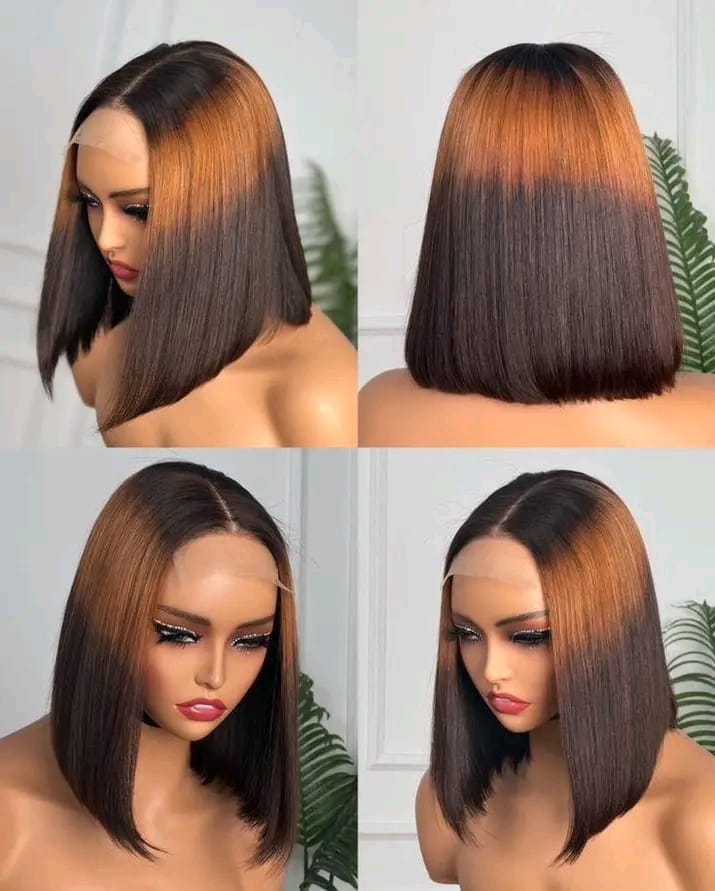Ombre Blunt Bob Wig with Natural Lace