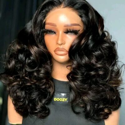 Doozy Brand Human Hair Wig with Bouncy Curls & Frontal Lace Closure