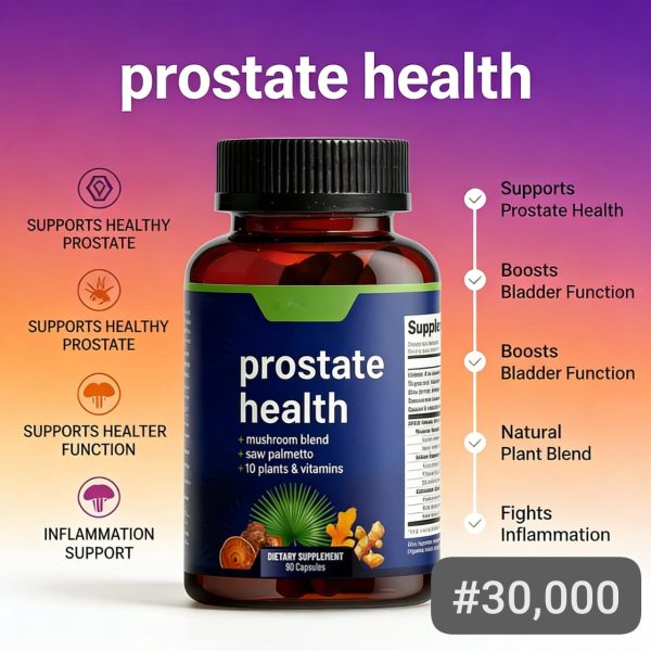Prostate Health Support Capsules - Natural Herbal Blend for Men’s Wellness (90 Capsules)