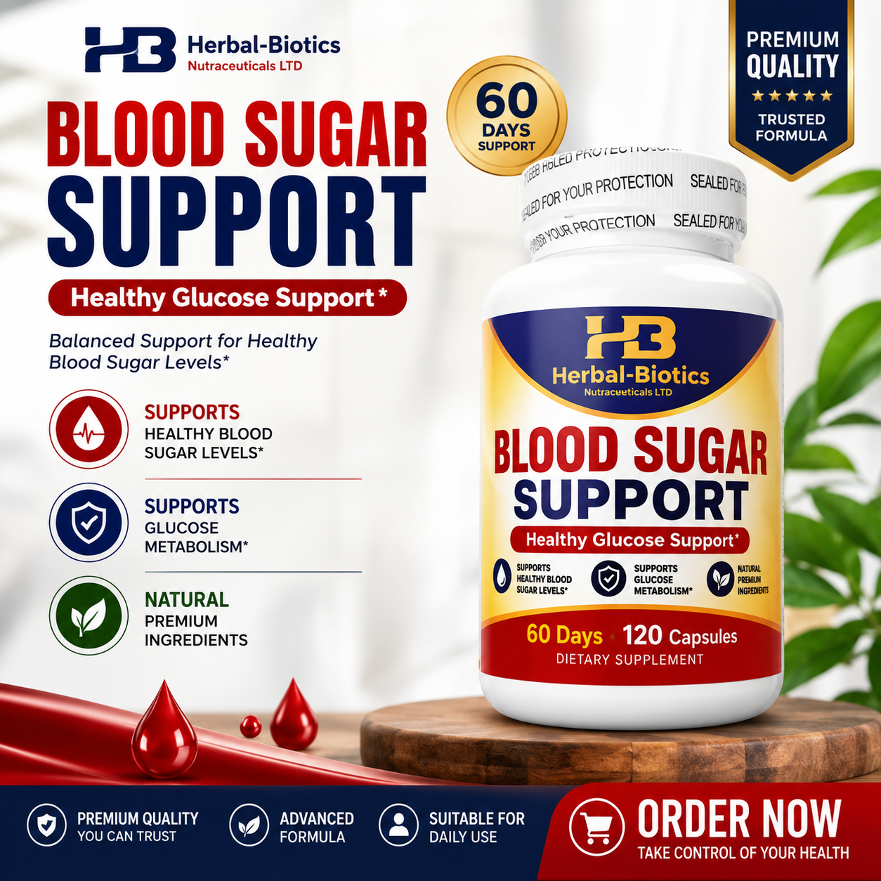 Herbal-Biotics Blood Sugar Support – 120 Capsules + FREE DELIVERY