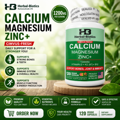 Herbal-Biotics Calcium Magnesium Zinc+ 1200mg – 120 Capsules + FREE DELIVERY