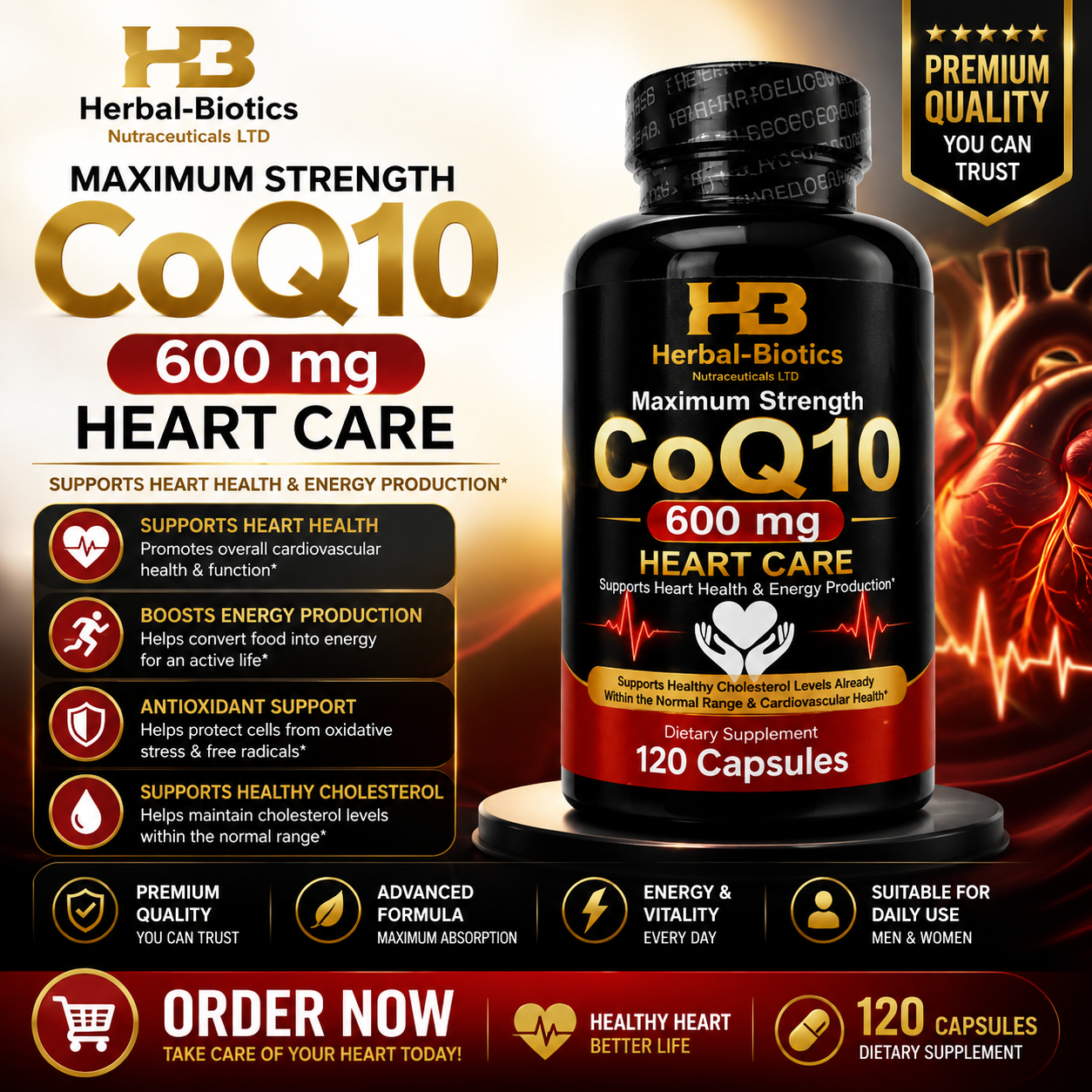 CoQ10 Heart Care 600mg – 120 Capsules + FREE DELIVERY