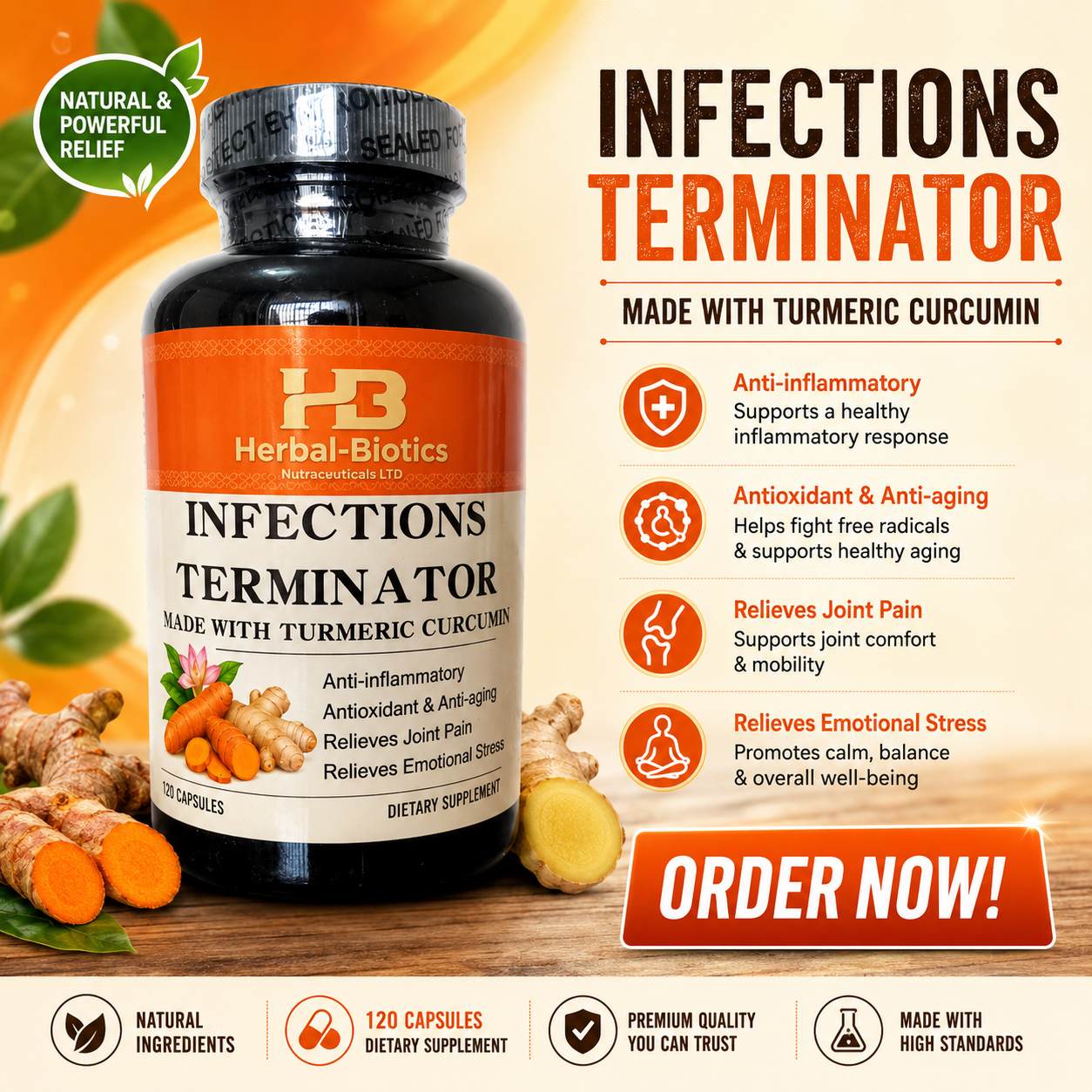 Infections Terminator Dietary Supplement - 120 Capsules | Free Dlivery